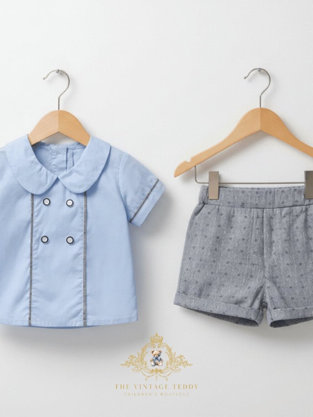 NWT Handsome Boys Matching Set Dress Shirt & Shorts 2-Piece Kids Outfit 2T - Picture 3 of 3